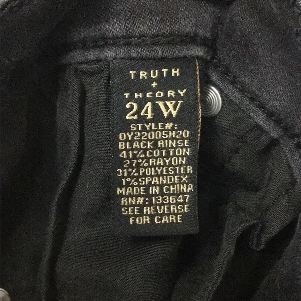 Truth + Theory Women’s Ankle Skinny Super Soft Stretch Jeans, Black, size 24W